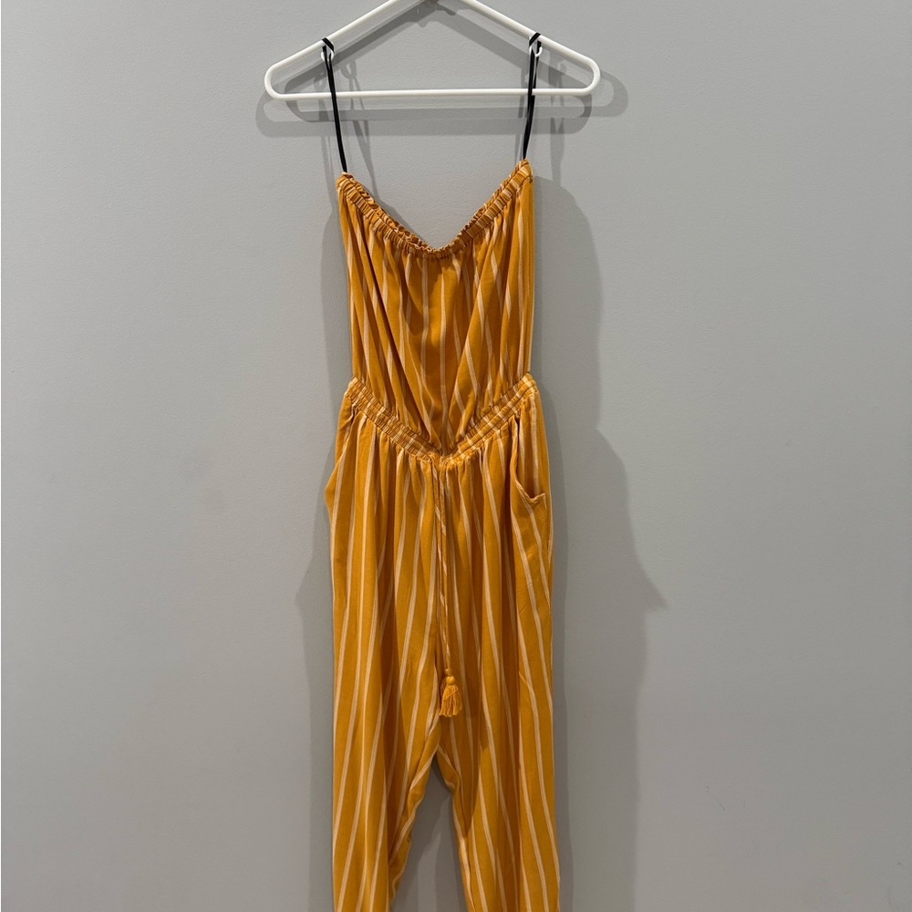 Forever 21 Yellow Striped Jumpsuit
